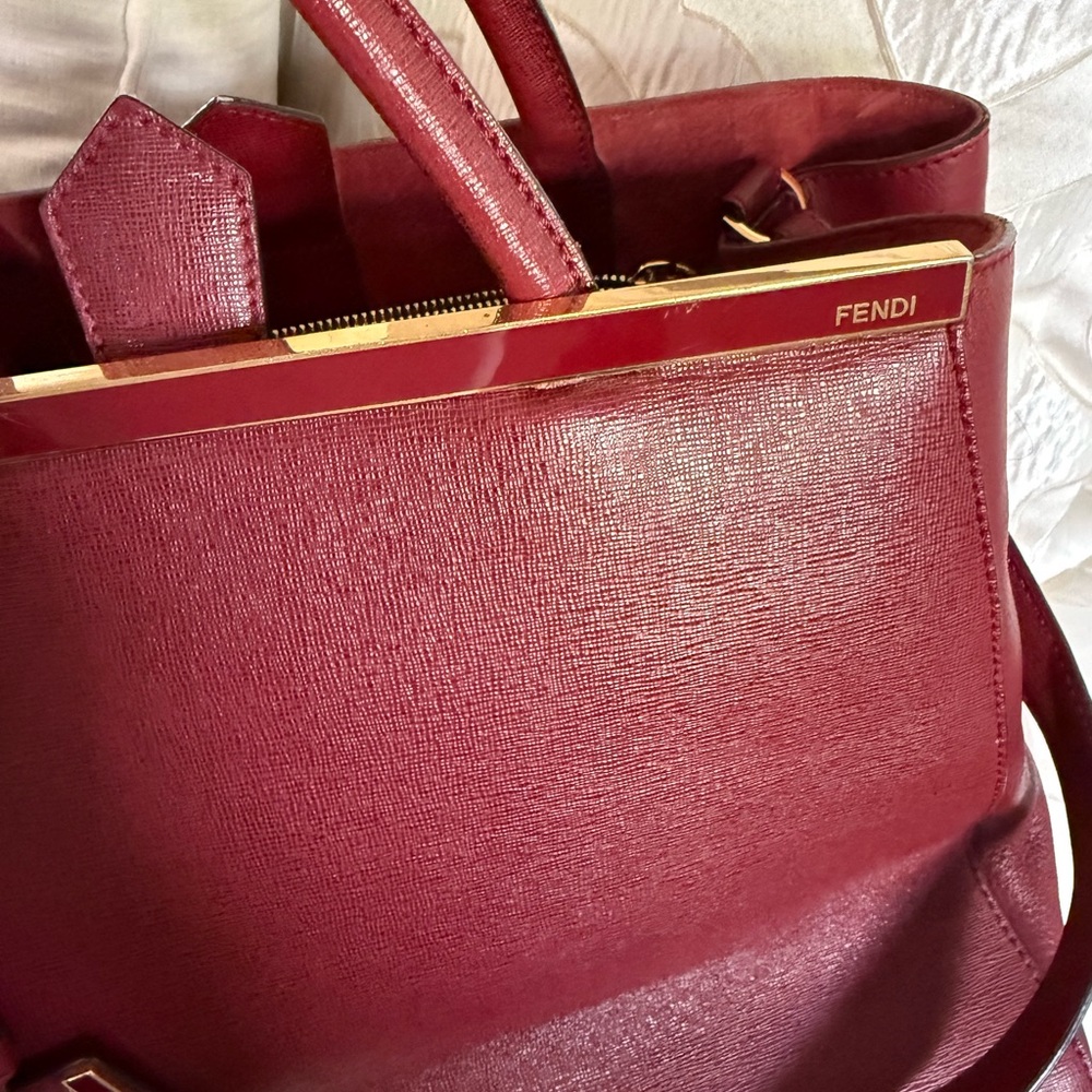 Fendi Deep Red Leather Satchel